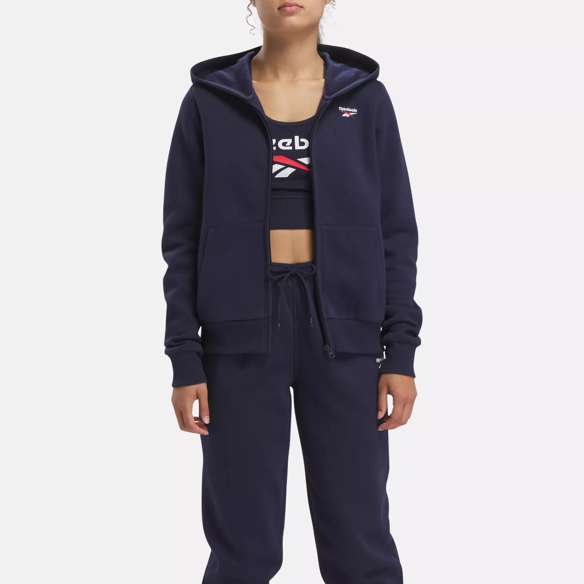 Loungewear|Reebok Loungewear Identity Small Logo Fleece Full-Zip Sweatshirt